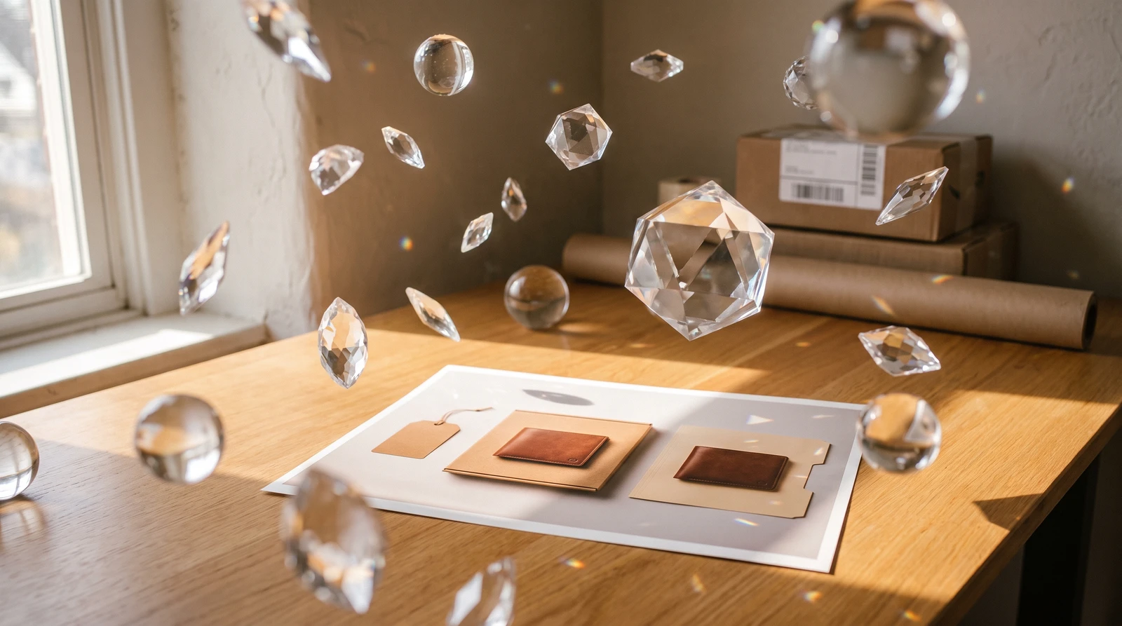 AI-generated product descriptions displayed on various e-commerce platforms including Shopify, Amazon, and Etsy